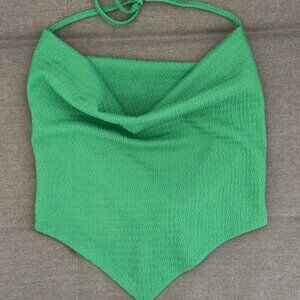 Bright Green Cowl Neck Halter Top